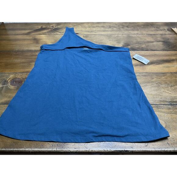 Torrid Top 2X One Shoulder Cut Out Foxy Teal Blue Plus Size Layering Tee Tank - Picture 4 of 9
